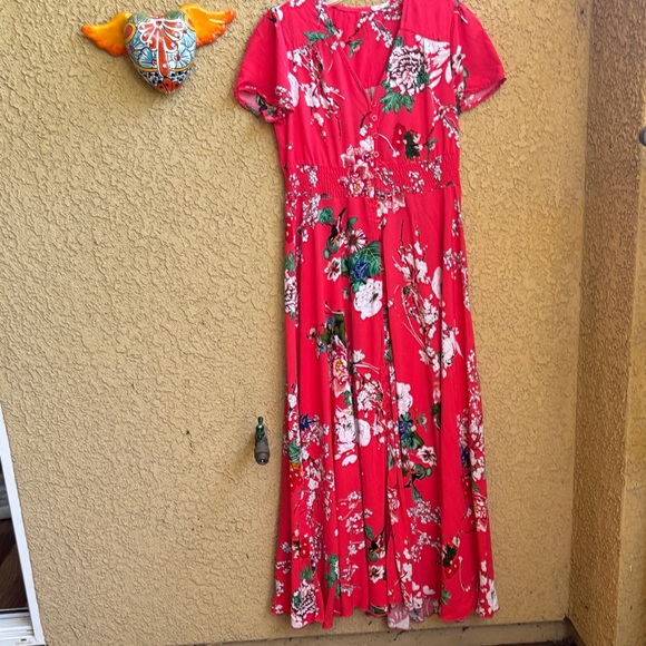 SHEIN Dresses & Skirts - SHEIN Red Floral Maxi Dress